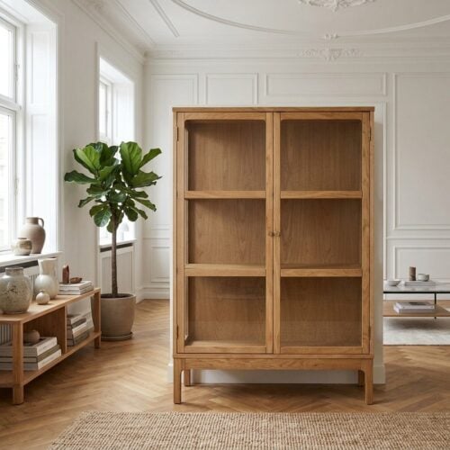 Zamora Vitrineskab i Natur Egetræ og Glas fra House Nordic | D40xB90xH126 cm - Billede 1