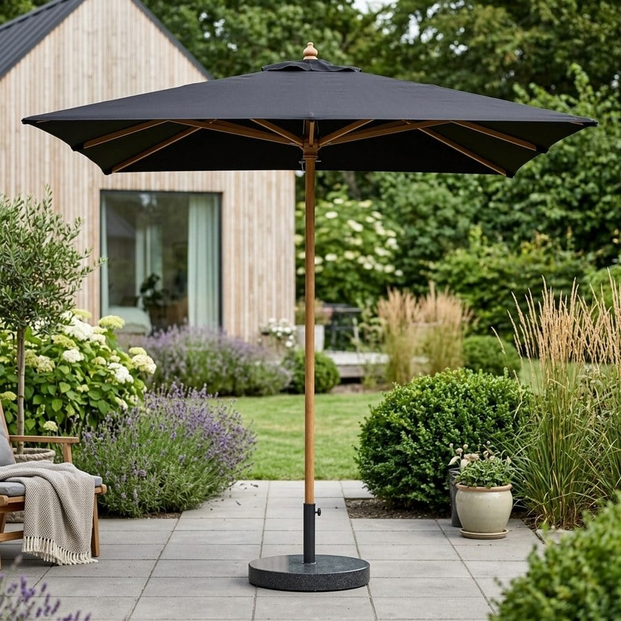1Orlando Parasol i Sort Robust UV-Dug og Massiv Træ Fra House Nordic | 300x300 cm - Billede 2