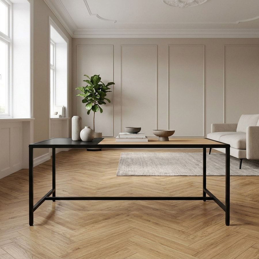 Altino Sofabord i Natur/Sort Egetræ og Metal fra Unique Furniture | 56,8x100x45cm - Billede 2