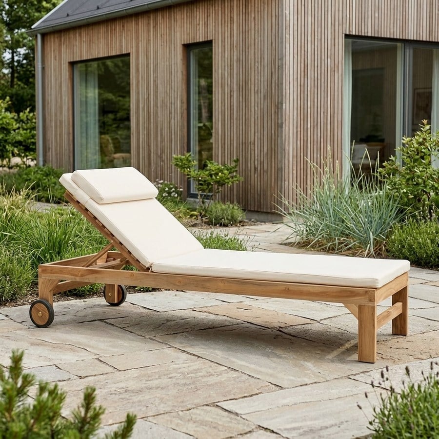 Andorra Solvogn i Teak og Bomuld fra House Nordic | L200xB62xH30cm ( med Solvognshynde) - Billede 2