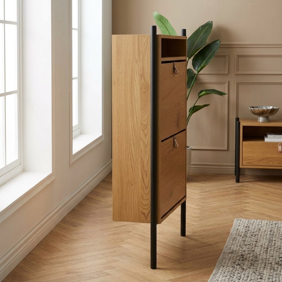 ai-miljoe-2-barco-skoskab-i-egetr-slook-med-sort-metal-stel-fra-house-nordic-b62xd26xh118cm-207042 Barco Skoskab i Egetræslook med Sort Metal Stel fra House Nordic | B62xD26xH118cm - Billede 2