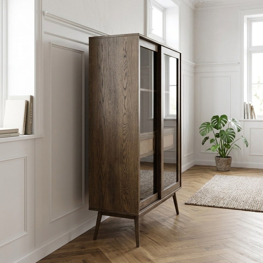 Barrali Vitrineskab i Røget Egetræ og Glas fra Unique Furniture | 40x110x160cm - Billede 2
