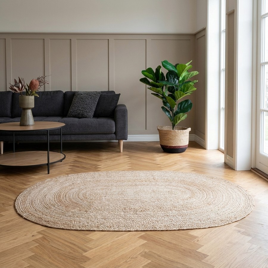 Bombay Oval tæppe i jute fra House Nordic | 140x200 cm - Billede 2