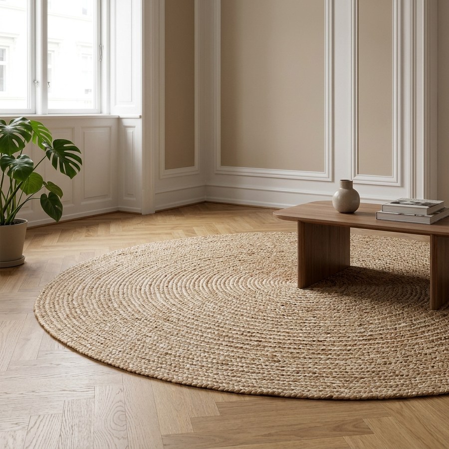ai-miljoe-2-bombay-t-ppe-i-naturflet-fra-house-nordic-150cm-208271 Bombay Tæppe i Naturflet fra House Nordic | Ø150cm - Billede 2