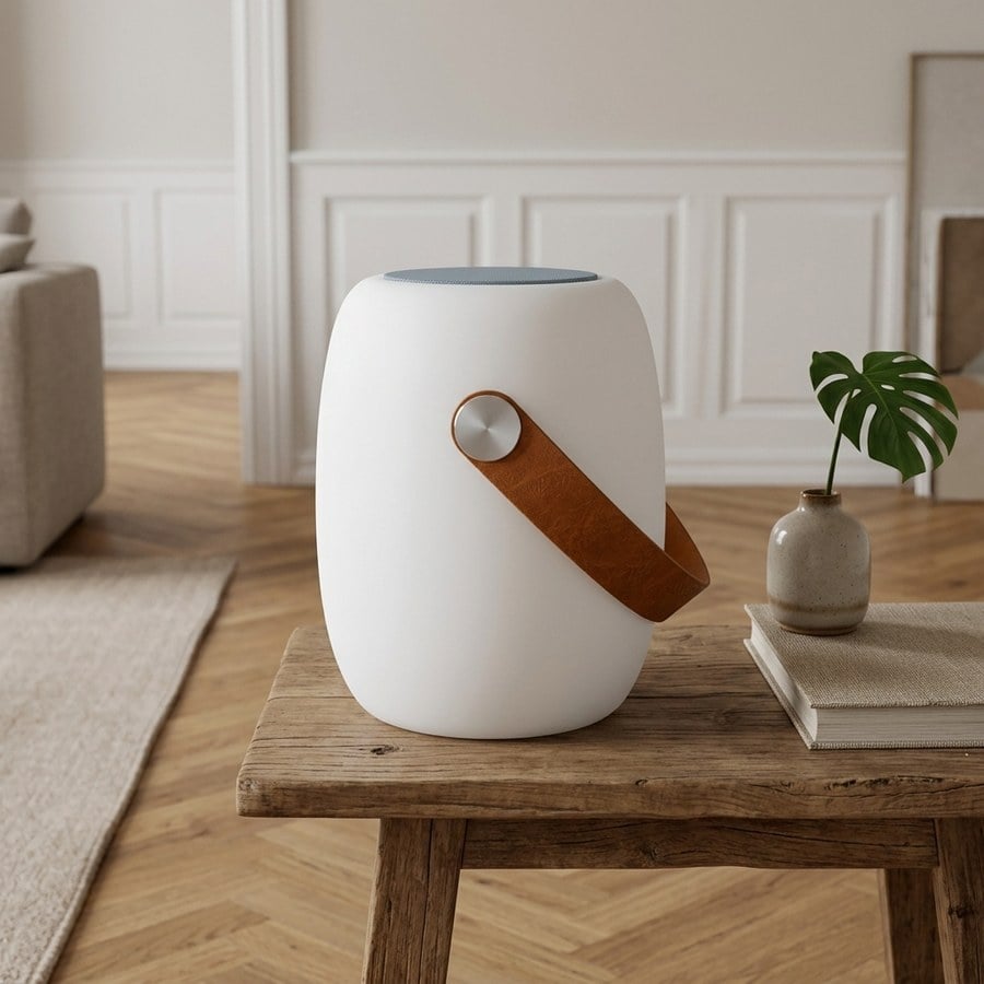 ai-miljoe-2-cardiff-led-lampe-med-l-derstrop-og-h-jtaler-fra-house-nordic-18x21-cm-genopladelig-175004 Cardiff LED Lampe med Læderstrop og Højtaler Fra House Nordic | ø18x21 cm - Genopladelig - Billede 2