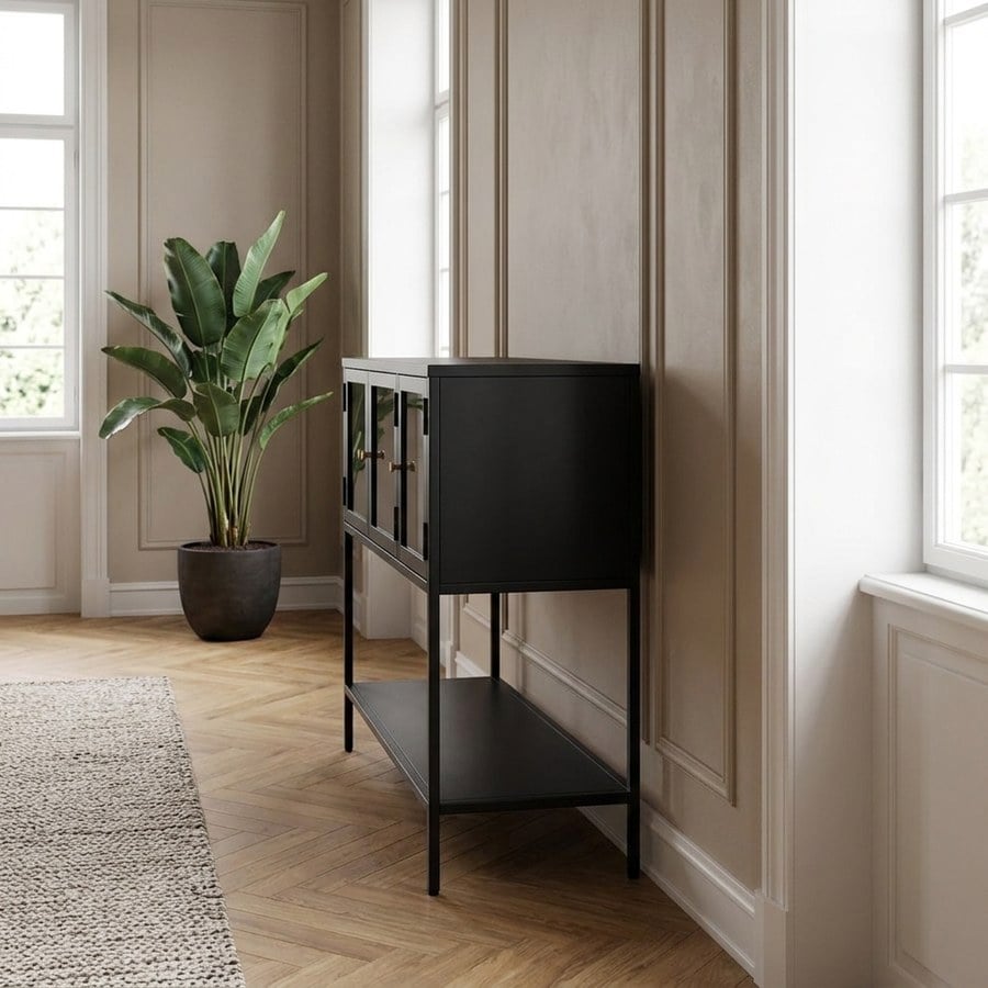 Carmel Skænk i Sort Metal med Høje Ben og Guldfarvet Greb fra Unique Furniture | 40x131,8x88cm - Billede 2