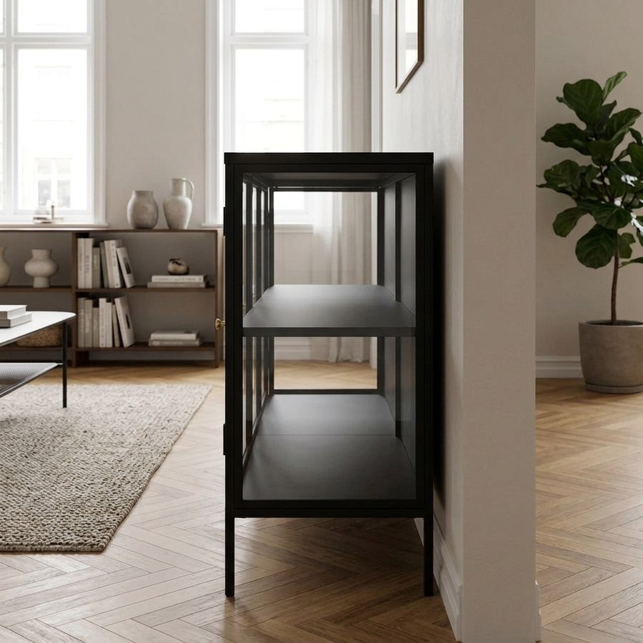 Carmel Skænk i Sort Stål med 4 Sektioner og Greb i Guld Metal fra Unique Furniture | 40x170x85cm - Billede 2