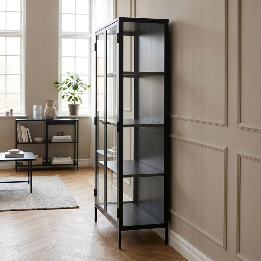 ai-miljoe-2-carmel-skab-i-sort-st-l-med-gyldne-h-ndtag-fra-unique-furniture-40x90x190cm-236834 Carmel Skab i Sort Stål med Gyldne Håndtag fra Unique Furniture | 40x90x190cm - Billede 2