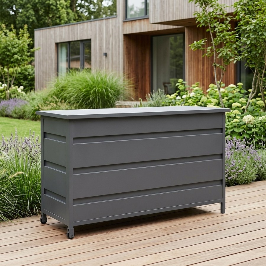 Cassis Hyndeboks i Gråt Aluminium Fra House Nordic | 160x82x85 cm - 650 L - Billede 2