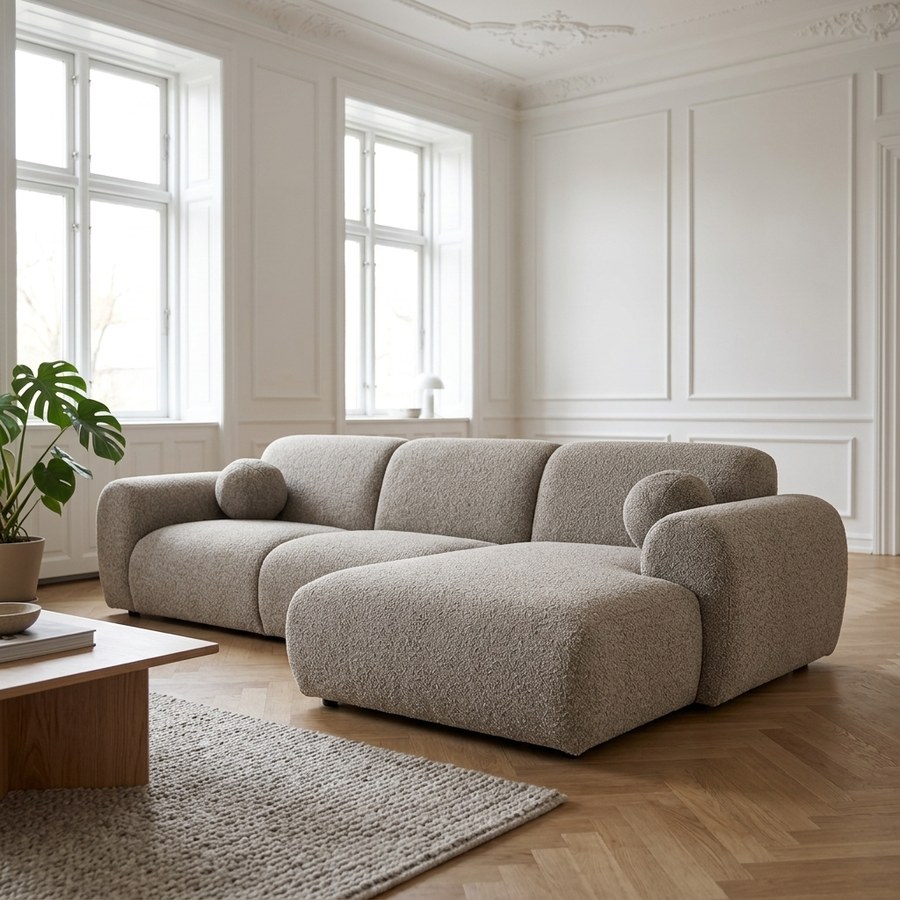 Clyde Højrevendt Loungesofa i Sten Grå fra House Nordic | 109-177x300x75cm - Billede 2