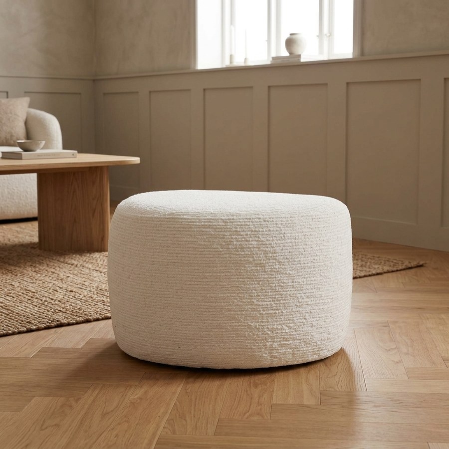 Hilo Puf i Off-White Chenille fra House Nordic | L40xB55xH39cm - Billede 2