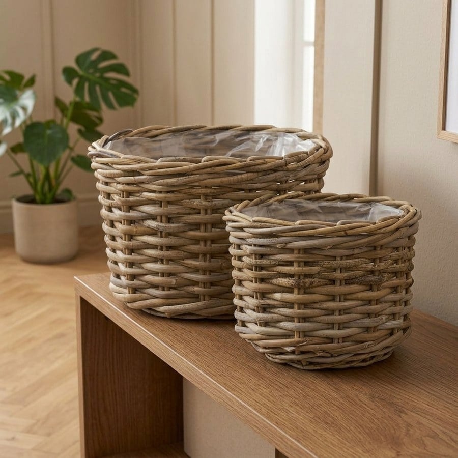 ai-miljoe-2-kalak-kurve-af-naturfarvet-rattan-s-t-af-2-fra-house-nordic-27-35xh18-22cm-194475 Kalak Kurve af Naturfarvet Rattan | Sæt af 2 fra House Nordic | Ø27/35xH18/22cm - Billede 2