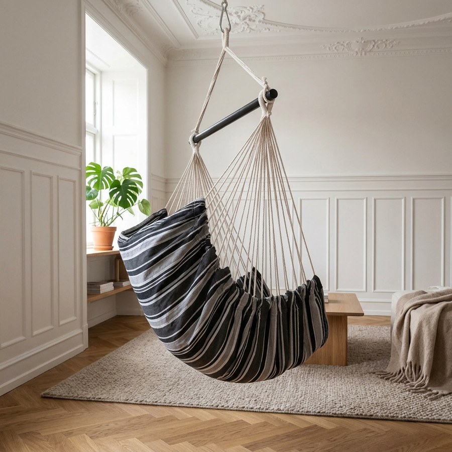 Lamia Hængestol i sort/grå/hvid bomuld/polyester Fra House Nordic | 130x100x185 cm - Billede 2