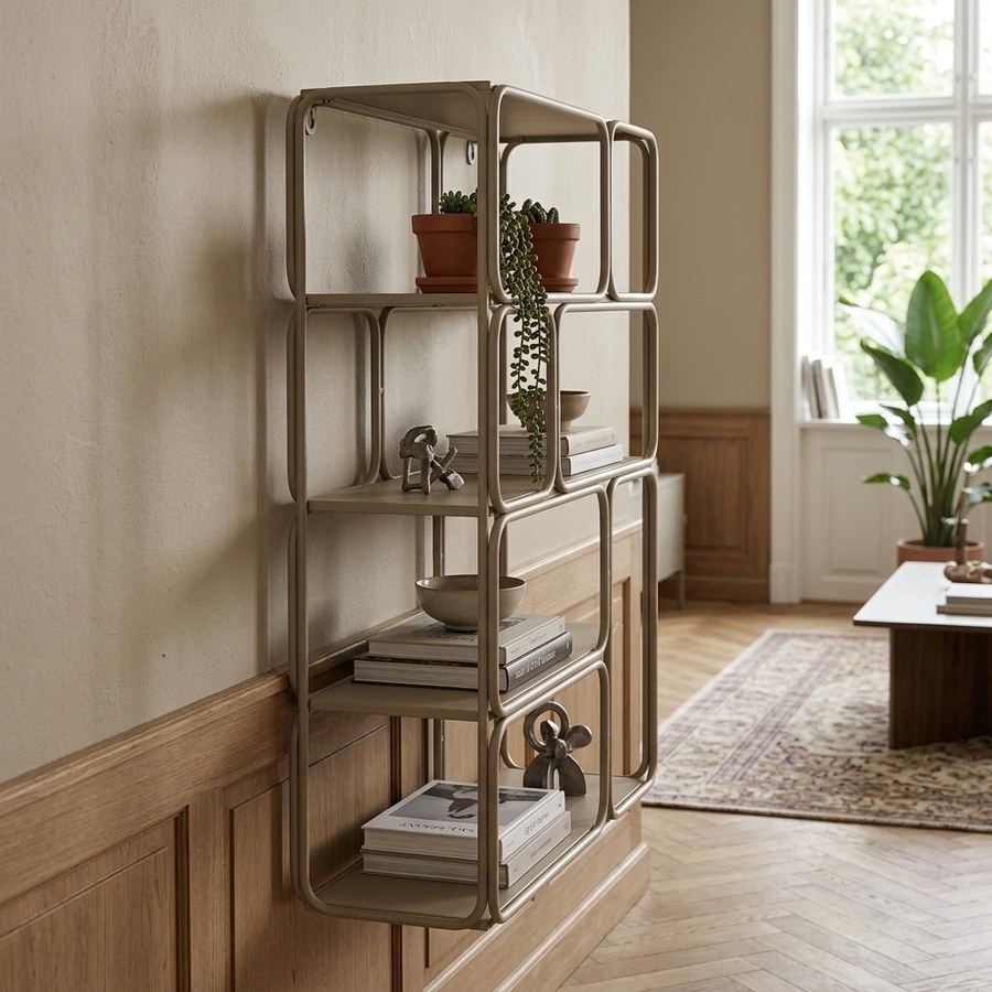 Lanciano Vægreol i Beige Metal fra House Nordic | BDH 48x18x64 cm - Billede 2