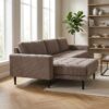 Lido Venstrevendt Loungesofa i Brun Fløjl med Sorte Træben fra House Nordic | L290xB170xH76cm - Billede 2