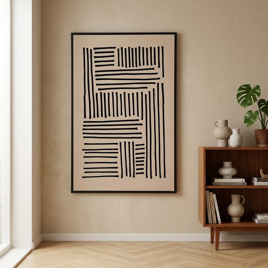 Lipari Lærredsprint i Sort/beige Fra House Nordic | 100x140 cm - No.3 - Billede 2