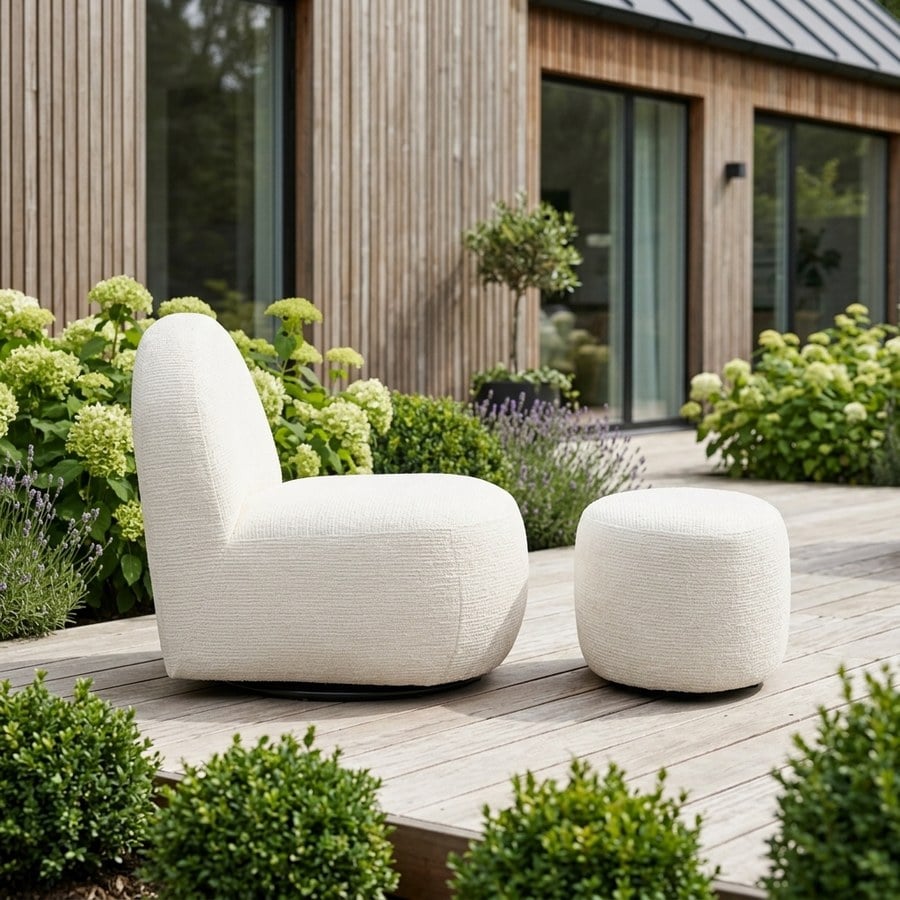Milo Loungesæt med Loungestol og Puf i Off-White fra House Nordic | L74xB67xH70cm - Billede 2