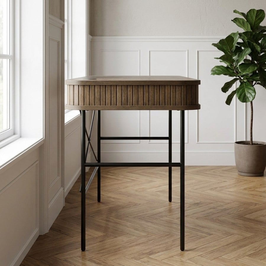 Nola Skrivebord i Røget Egetræ og Ben i Sort Metal fra Unique Furniture | 60x120x75cm - Billede 2