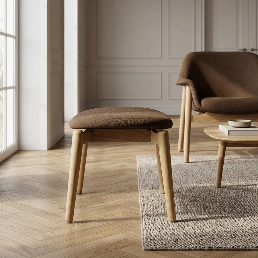 Olvera Fodskammel i 100% Massiv Egetræ og Polyester fra House Nordic | L43xB535xH38cm - Billede 2