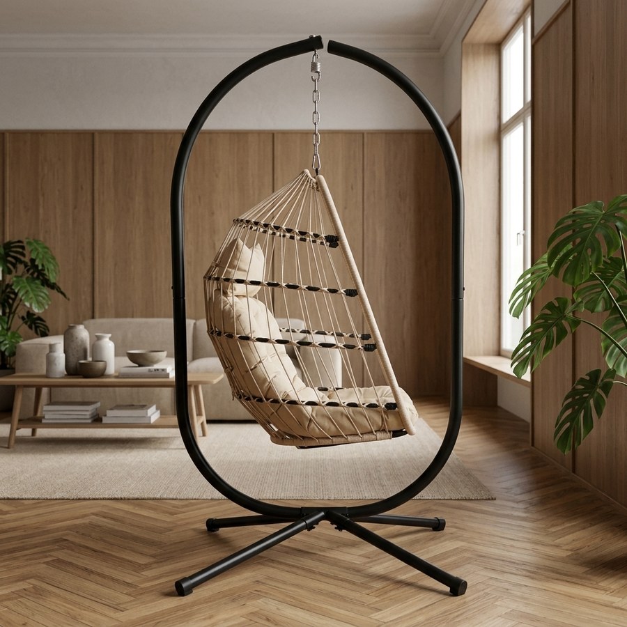 Patras Hængestol i Beige/Grå/Sort fra House Nordic | 107x117x195cm - Billede 2