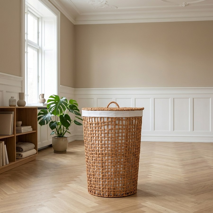 ai-miljoe-2-pomal-vasket-jskurv-i-papirstr-fra-house-nordic-42x56-cm-175166 Pomal Vasketøjskurv i Papirstrå Fra House Nordic | ø42x56 cm - Billede 2