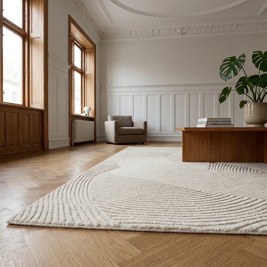 Pune Tæppe Råhvid Fra House Nordic | Håndtuftet Uld - 200x300cm - Billede 2