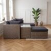 Rossi Lounge Sofasæt i Kubugrå Rattan & Mørkegrå Hynder fra House Nordic - Billede 2