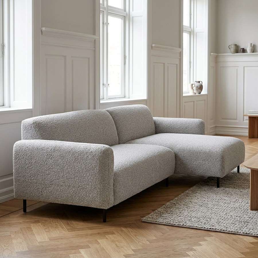 Salvador Højrevendt Loungesofa i Lysegrå Fra House Nordic | Bouclé - Billede 2