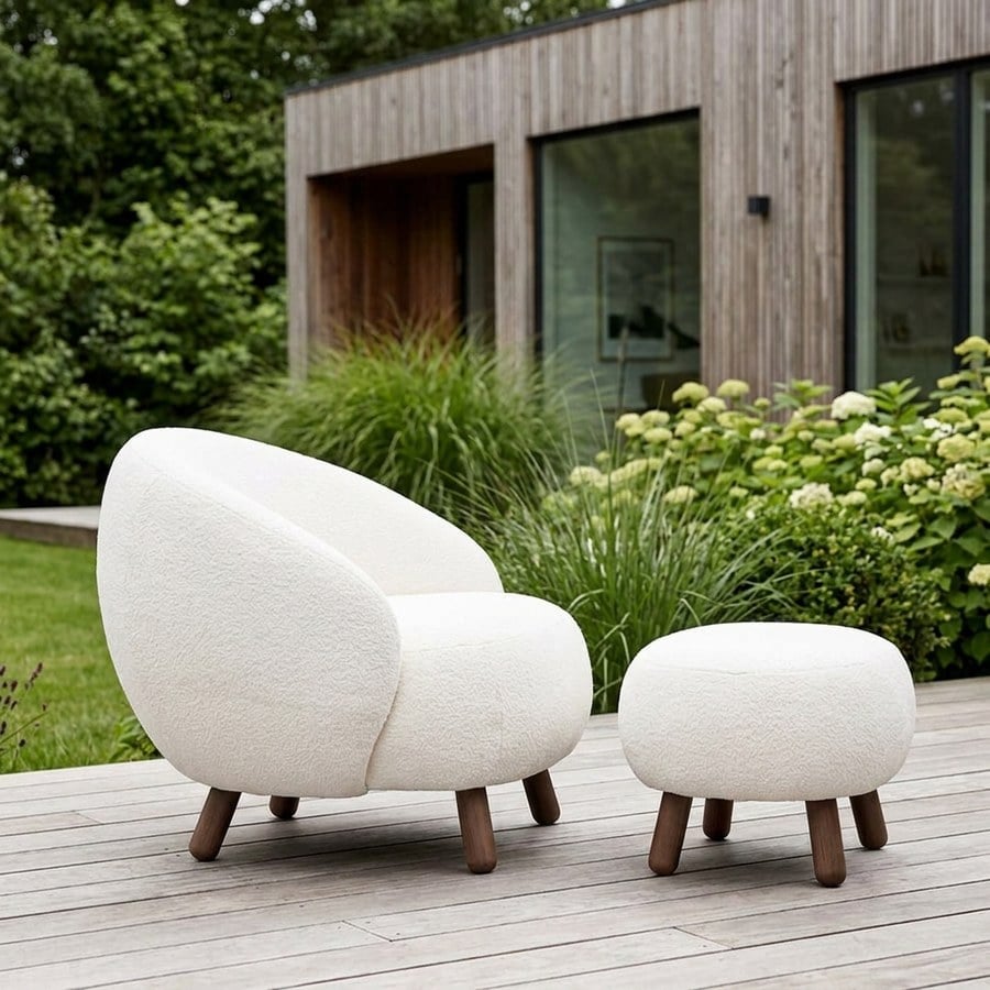 Savona Loungesæt med Loungestol og Puf i Hvid fra House Nordic | L80xB76xH68cm - Billede 2