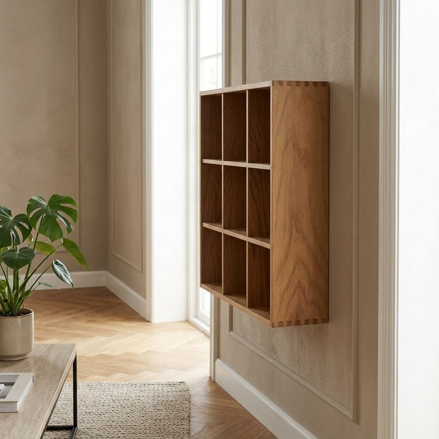 Soria Væghylde/ Sættekasse i 100% Massiv Egetræ og MDF med Egefiner fra House Nordic | B39xD11xH51cm - Billede 2
