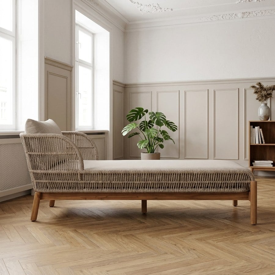 Terracina Solseng i Massiv Akacietræ inkl. Beige Hynder og flet fra House Nordic | L190xB87xH72,6cm - Billede 2