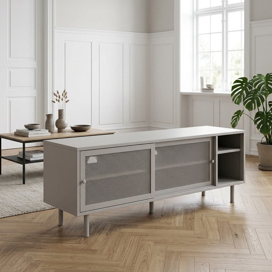 ai-miljoe-2-veep-tv-b-nk-i-greige-st-l-fra-unique-furniture-45x160x55cm-237210 Veep TV Bænk i Greige Stål fra Unique Furniture | 45x160x55cm - Billede 2