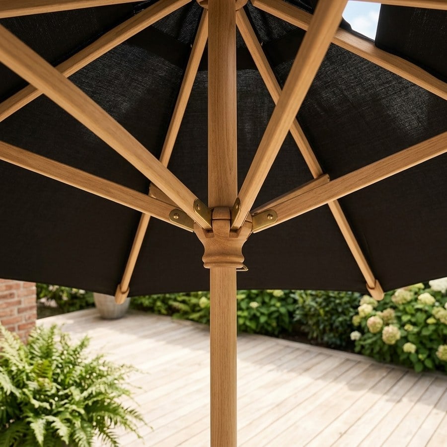 1Orlando Parasol i Sort Robust UV-Dug og Massiv Træ Fra House Nordic | 300x300 cm - Billede 3