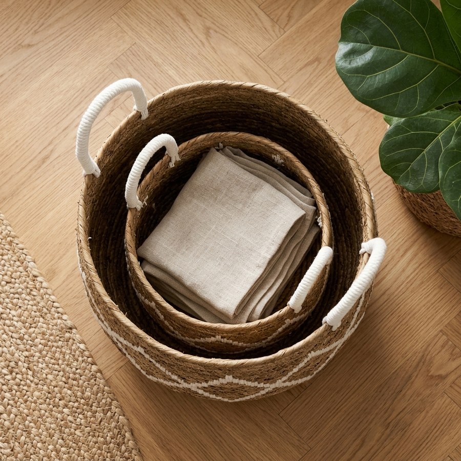 Altea Kurvesæt i Natur Bananflet fra House Nordic | 2 Stk Ø41xH32 cm - Billede 3