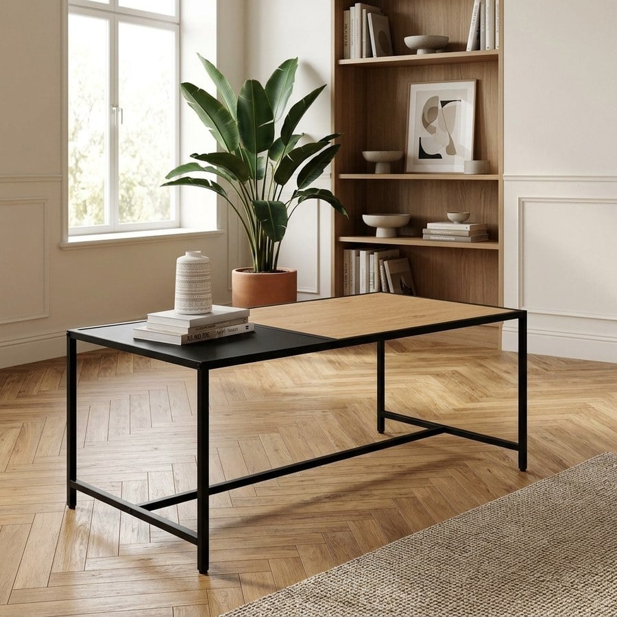 Altino Sofabord i Natur/Sort Egetræ og Metal fra Unique Furniture | 56,8x100x45cm - Billede 3