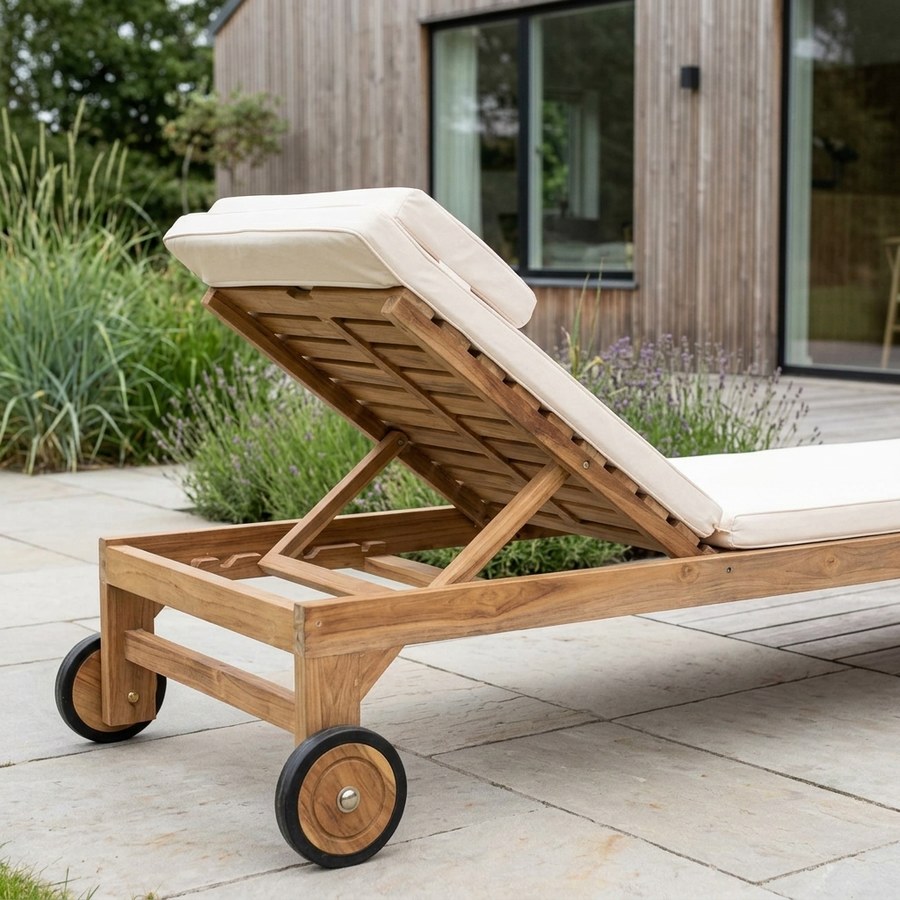 Andorra Solvogn i Teak og Bomuld fra House Nordic | L200xB62xH30cm ( med Solvognshynde) - Billede 3