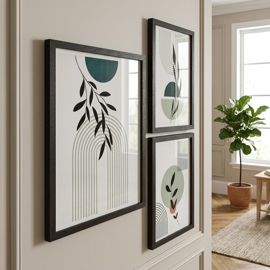 Aspen Rammesæt i Sort MDF & Glas fra House Nordic | 3 Rammer - Billede 3