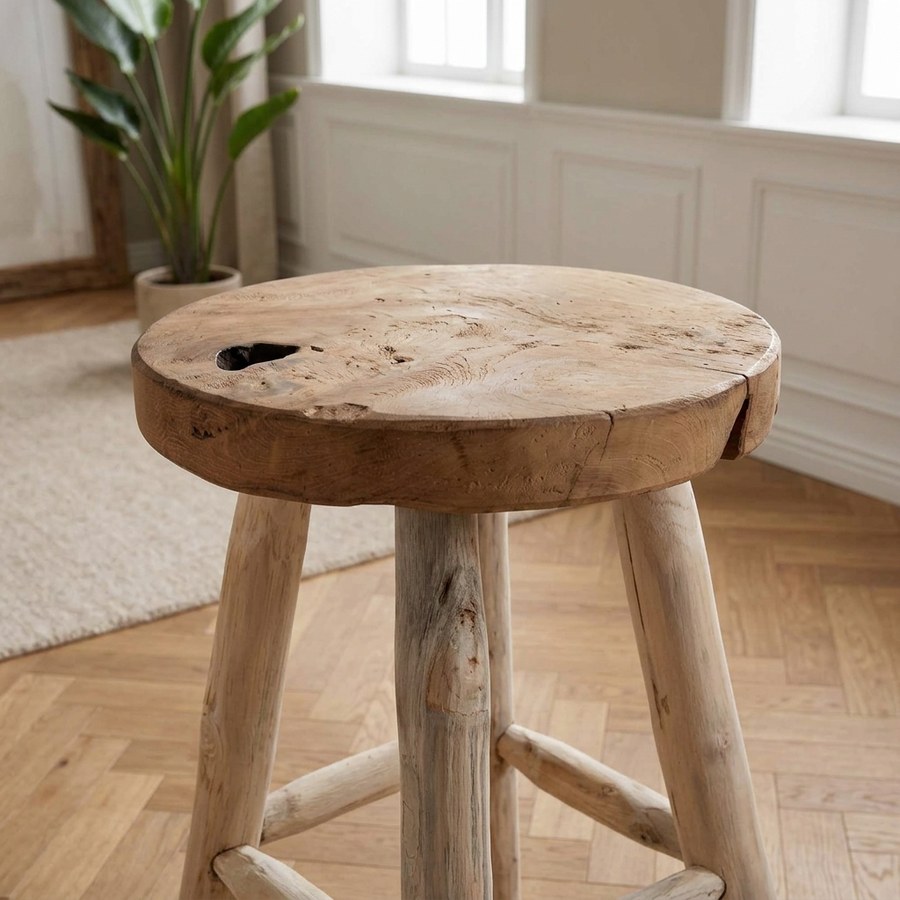 ai-miljoe-3-badia-taburet-i-massiv-teaktr-med-4-ben-fra-house-nordic-30x45-cm-163038 Badia Taburet i massiv teaktræ med 4 ben fra House Nordic | Ø30x45 cm - Billede 3