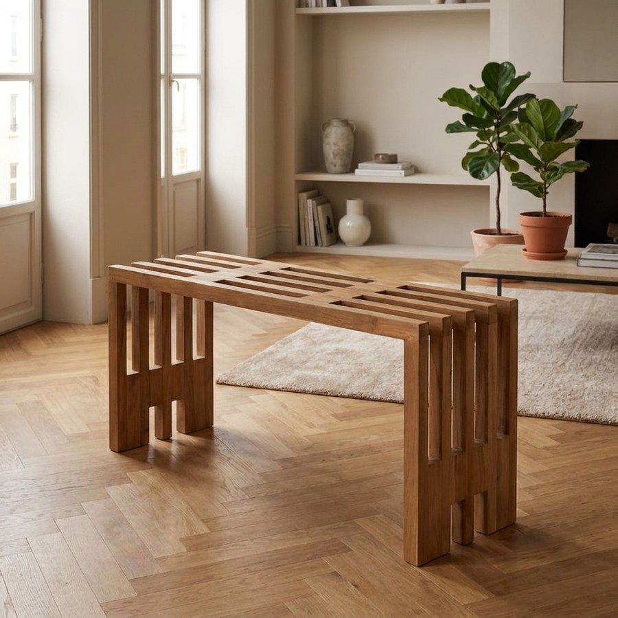 ai-miljoe-3-benidorm-b-nk-i-genbrugsteaktr-fra-house-nordic-l90xb30xh49cm-208092 Benidorm Bænk i Genbrugsteaktræ fra House Nordic | L90xB30xH49cm - Billede 3