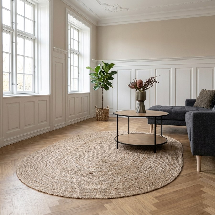 Bombay Oval tæppe i jute fra House Nordic | 140x200 cm - Billede 3
