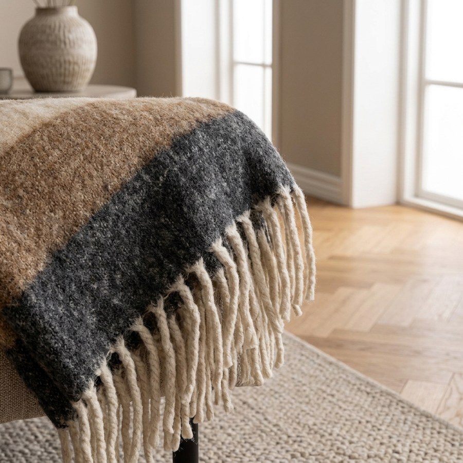 ai-miljoe-3-carmel-plaid-i-uld-mix-og-sort-brun-fra-house-nordic-l170xb130cm-218271 Carmel Plaid i Uld Mix og Sort/Brun fra House Nordic | L170xB130cm - Billede 3