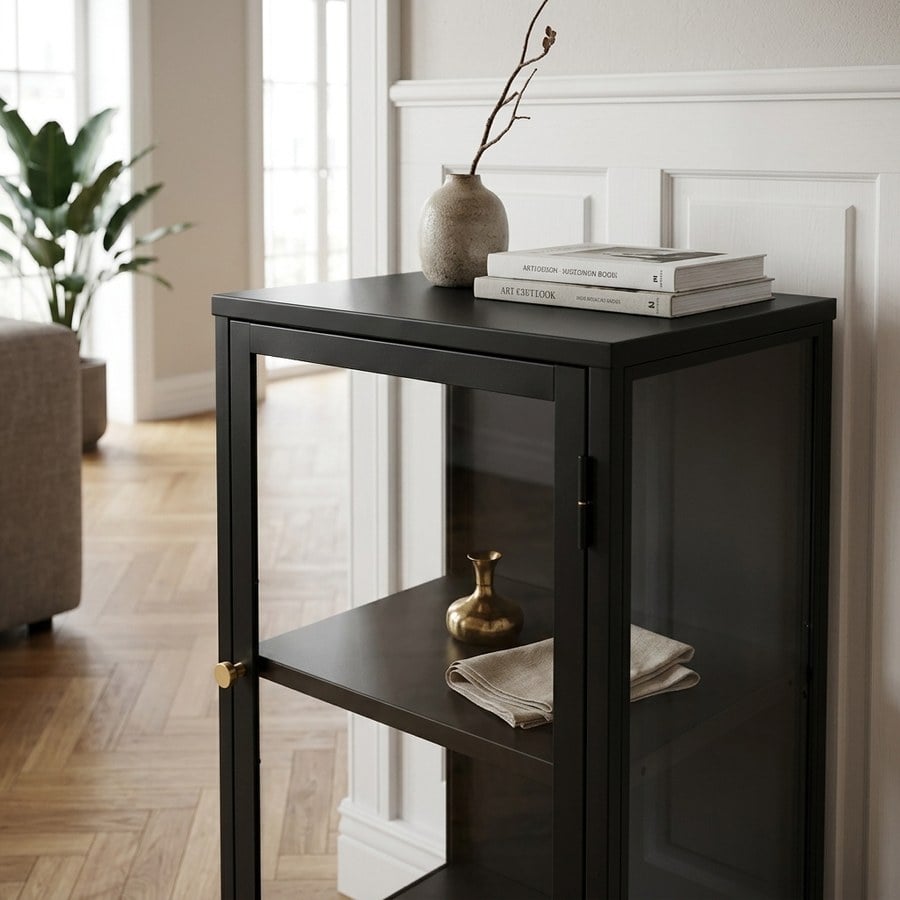 ai-miljoe-3-carmel-sk-nk-i-sort-st-l-med-guld-h-ndtag-fra-unique-furniture-40x45x85cm-236837 Carmel Skænk i Sort Stål med Guld Håndtag fra Unique Furniture | 40x45x85cm - Billede 3