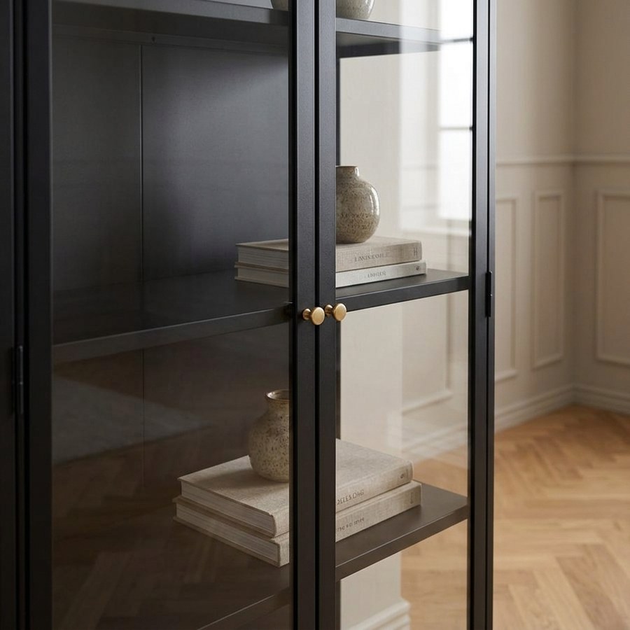 ai-miljoe-3-carmel-skab-i-sort-st-l-med-gyldne-h-ndtag-fra-unique-furniture-40x90x190cm-236834 Carmel Skab i Sort Stål med Gyldne Håndtag fra Unique Furniture | 40x90x190cm - Billede 3