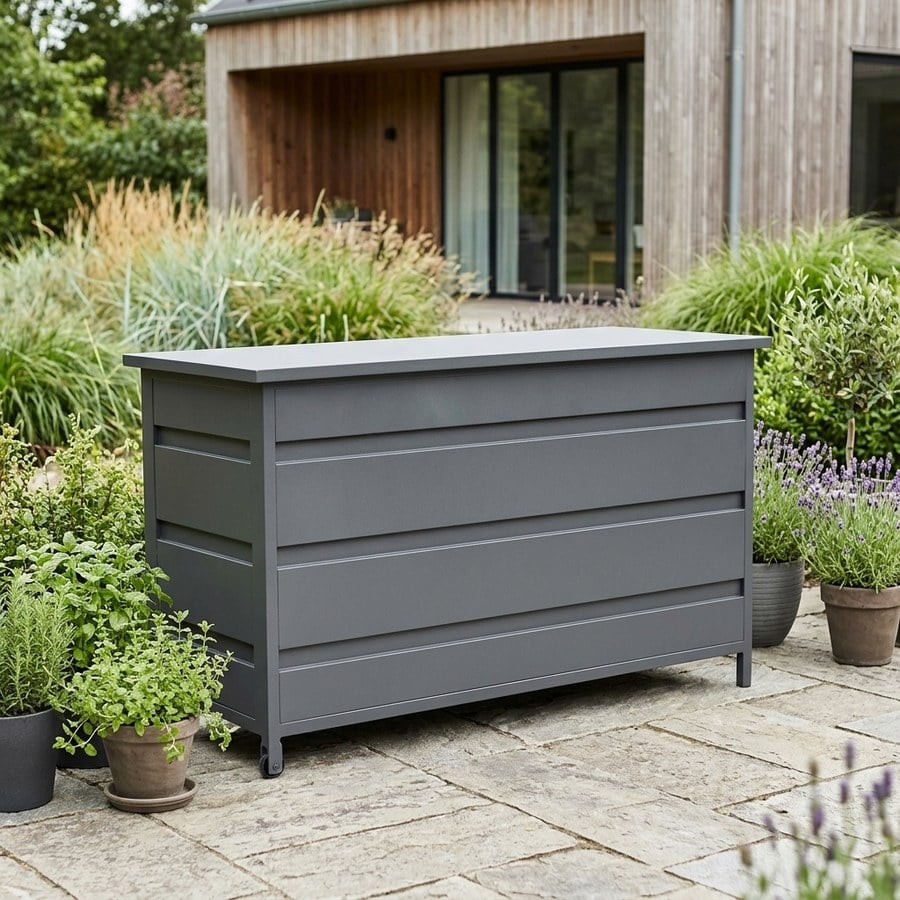 Cassis Hyndeboks i Gråt Aluminium Fra House Nordic | 160x82x85 cm - 650 L - Billede 3