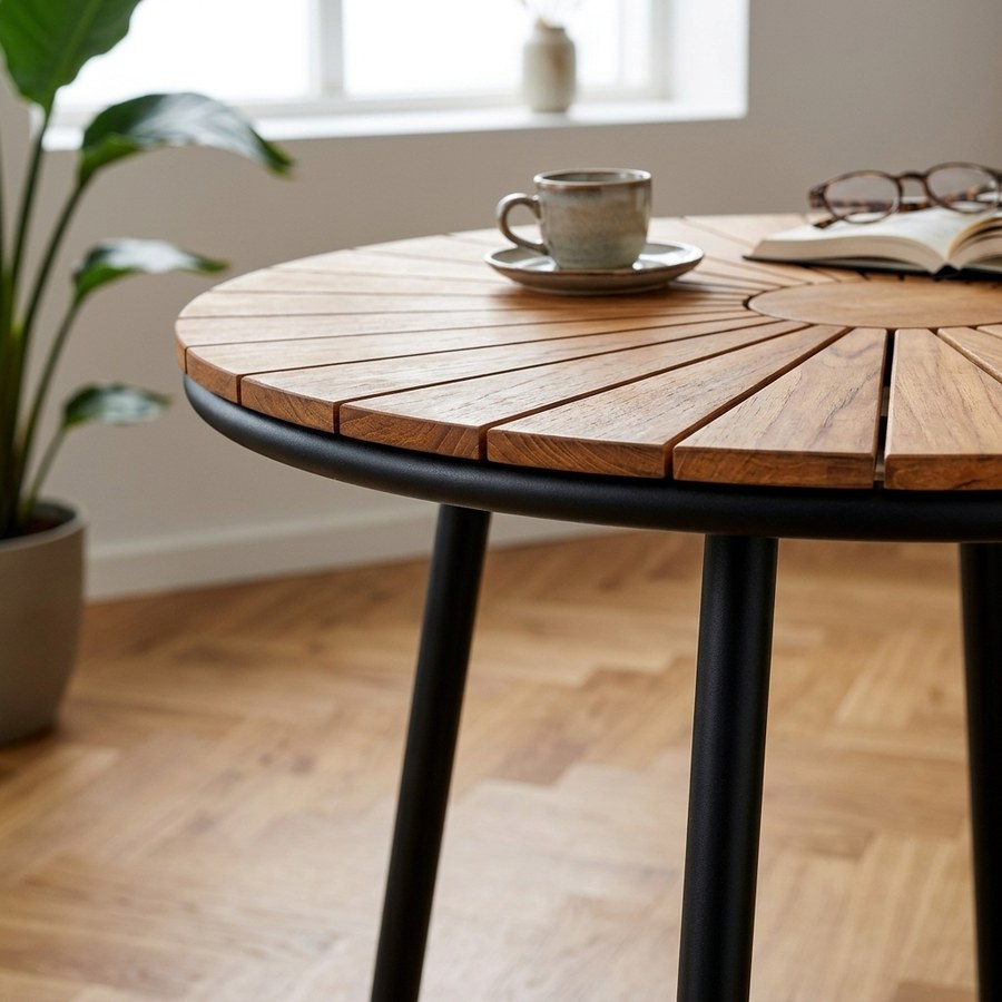 ai-miljoe-3-cleveland-caf-bord-med-massiv-teaktr-s-bordplade-fra-house-nordic-70x74-cm-175852 Cleveland Cafébord med Massiv Teaktræs bordplade Fra House Nordic | ø70x74 cm - Billede 3