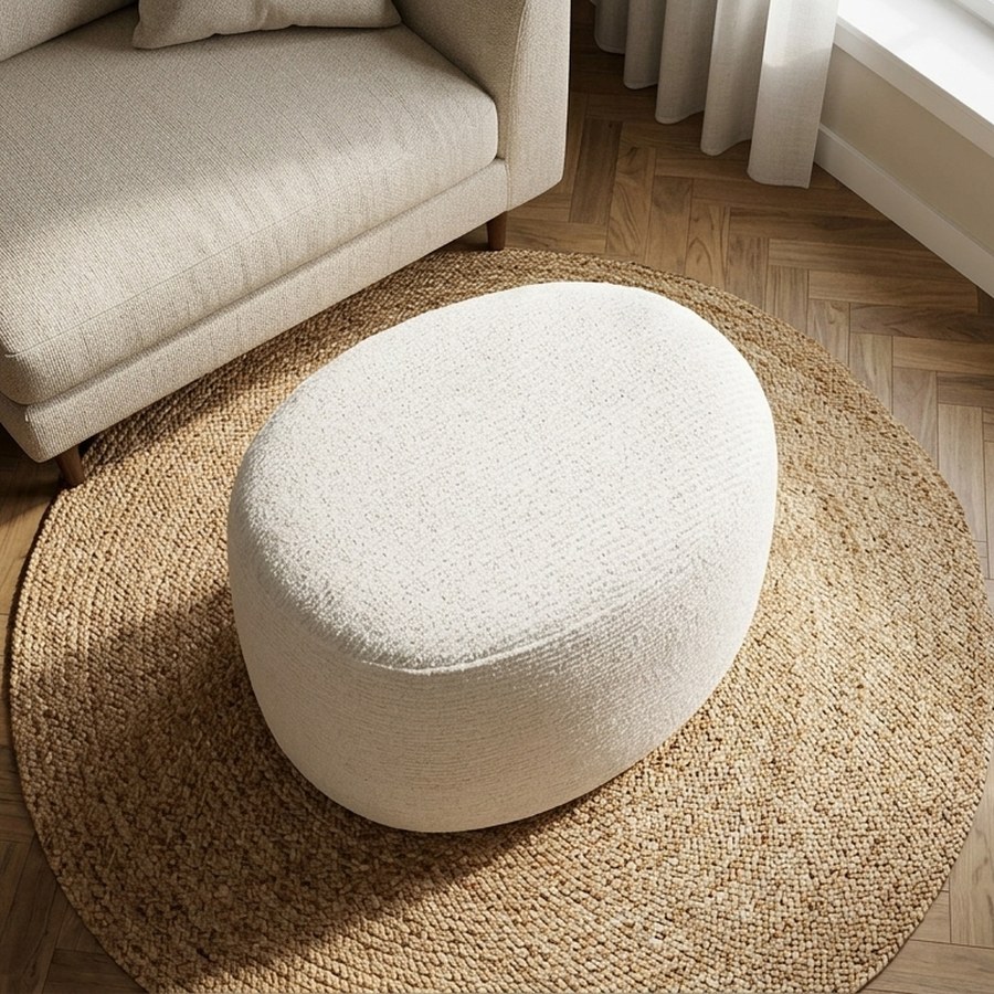 Hilo Puf i Off-White Chenille fra House Nordic | L40xB55xH39cm - Billede 3