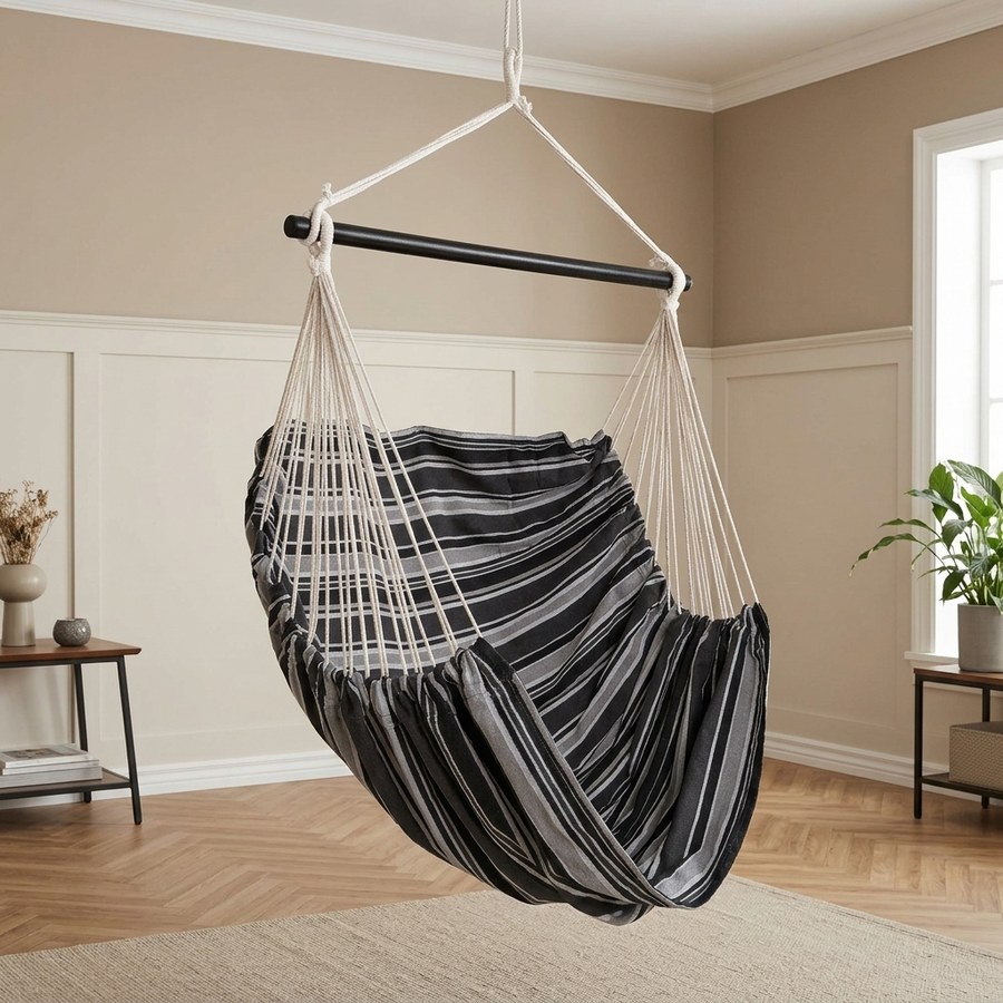 Lamia Hængestol i sort/grå/hvid bomuld/polyester Fra House Nordic | 130x100x185 cm - Billede 3