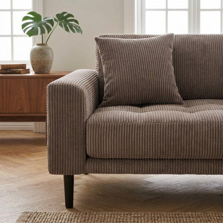 Lido Højrevendt Loungesofa i Brun Fløjl med Sorte Træben fra House Nordic | B290xL170xH76cm - Billede 3
