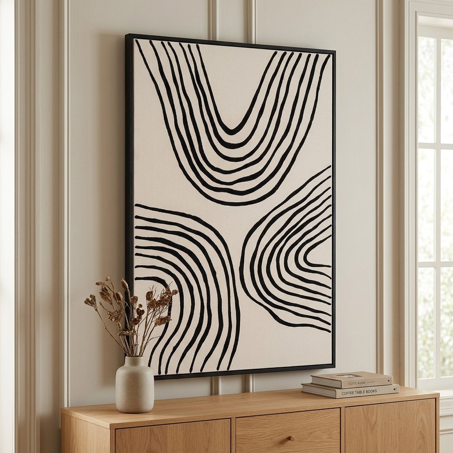 ai-miljoe-3-lipari-l-rredsprint-i-sort-beige-fra-house-nordic-60x90-cm-no-2-175224 Lipari Lærredsprint i Sort/beige Fra House Nordic | 60x90 cm - No.2 - Billede 3
