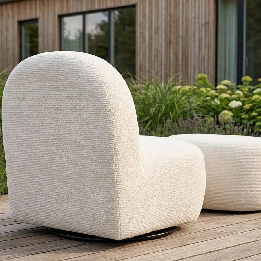 Milo Loungesæt med Loungestol og Puf i Off-White fra House Nordic | L74xB67xH70cm - Billede 3